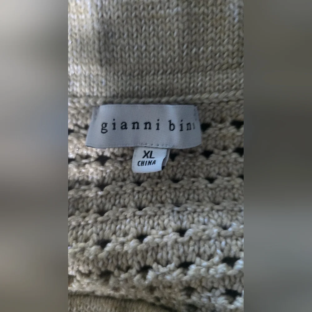 Gianni Bini Tan Crochet Edie Skirt Set Halter Top Natural Midi Skirt L Large - Picture 8 of 12